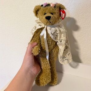 Ty Beanie Baby Attic Treasures 12” Jointed Plush "Eve" Bear Lace Cape - Ear Tag